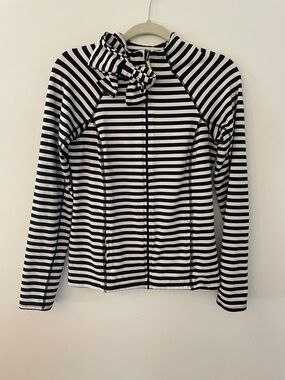kate spade Black & White Striped Zip-Front Top